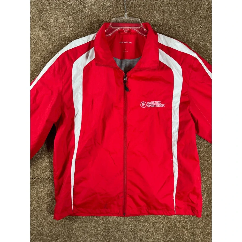 Sport Tek Barstool Sportsbook Red White Full Zip Track Jacket Mens‎ Large